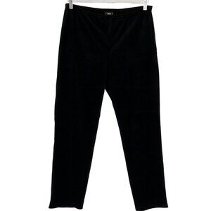 Eileen Fisher Velvet Tailored Pants Black Straight Slim Side Zip XS